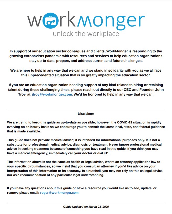 WorkMonger support for education.