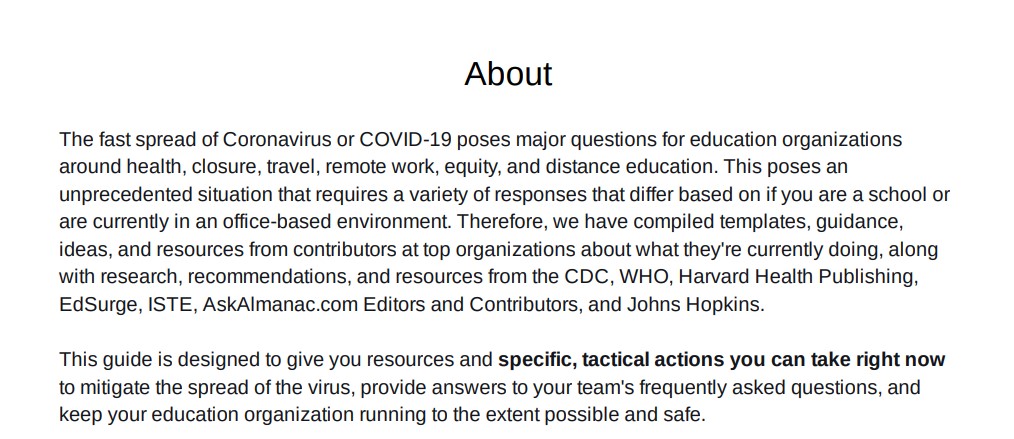 COVID-19 resources for education.