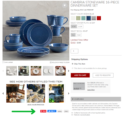Cambria stoneware dinnerware set.