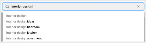 Interior design search suggestions