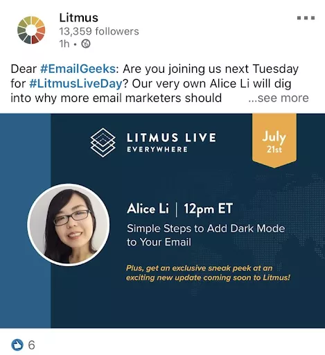 Litmus LiveDay webinar invite.