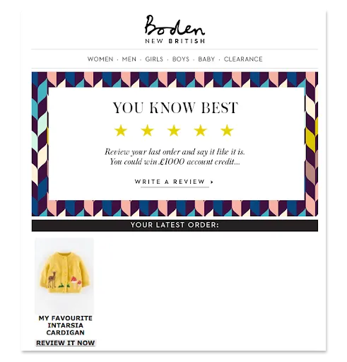 Request review, £1000 credit incentive.