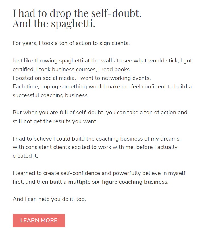 Coach's journey overcoming self-doubt.