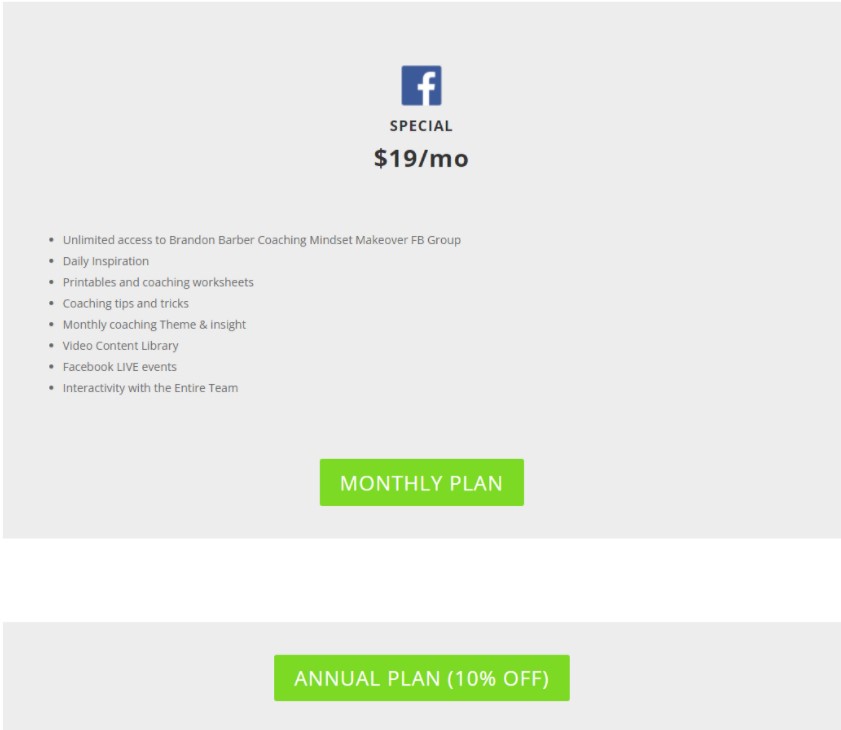 $19/month Facebook group.