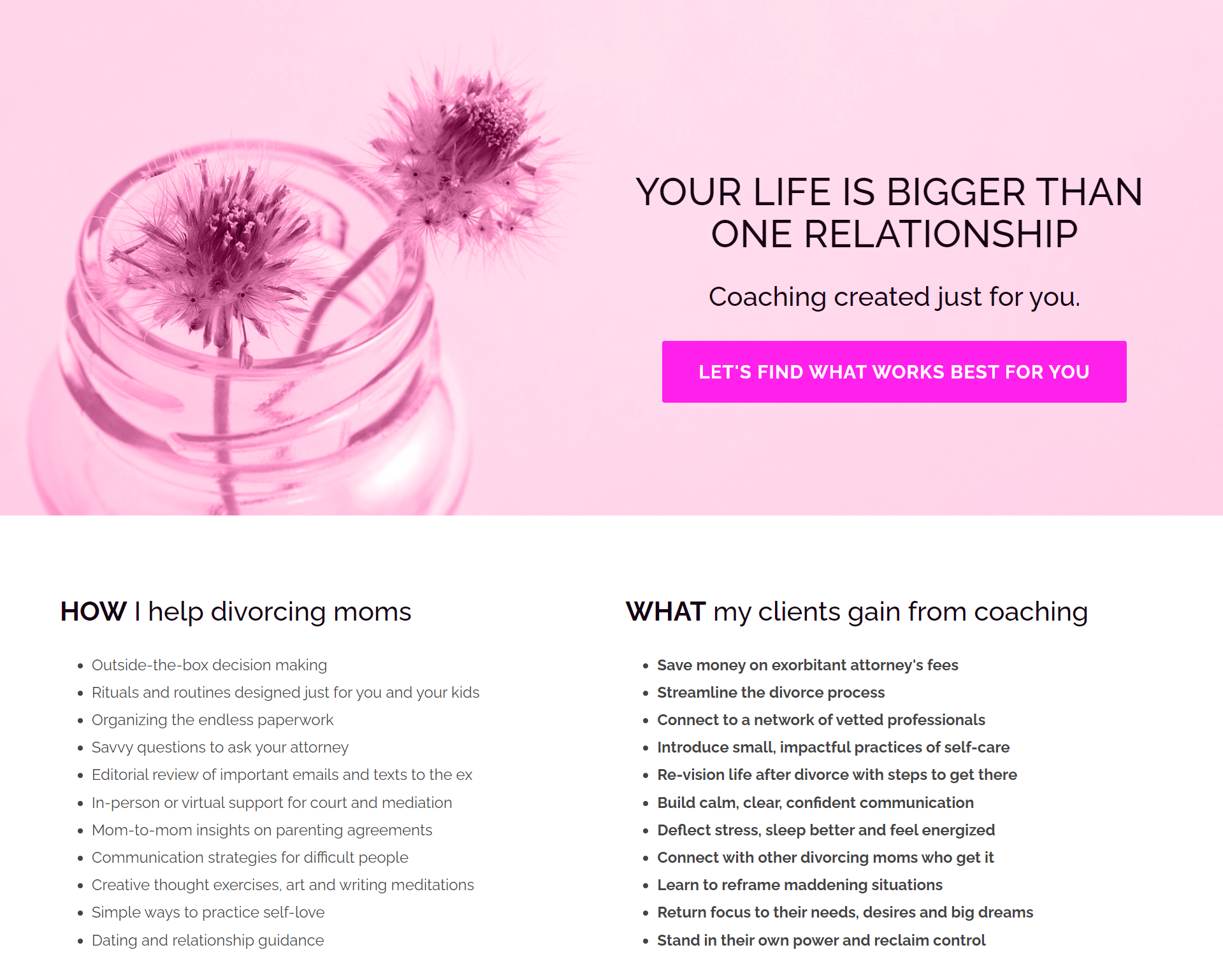 Pink floral image, divorce coaching.