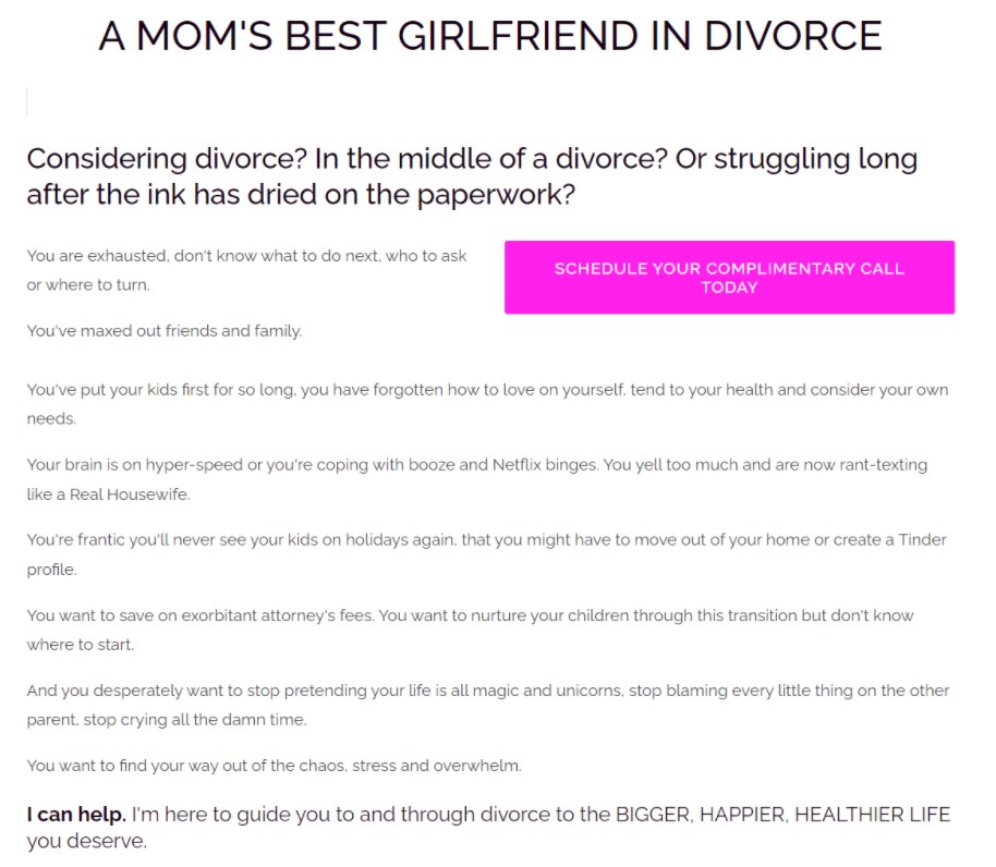 Divorce support for moms.