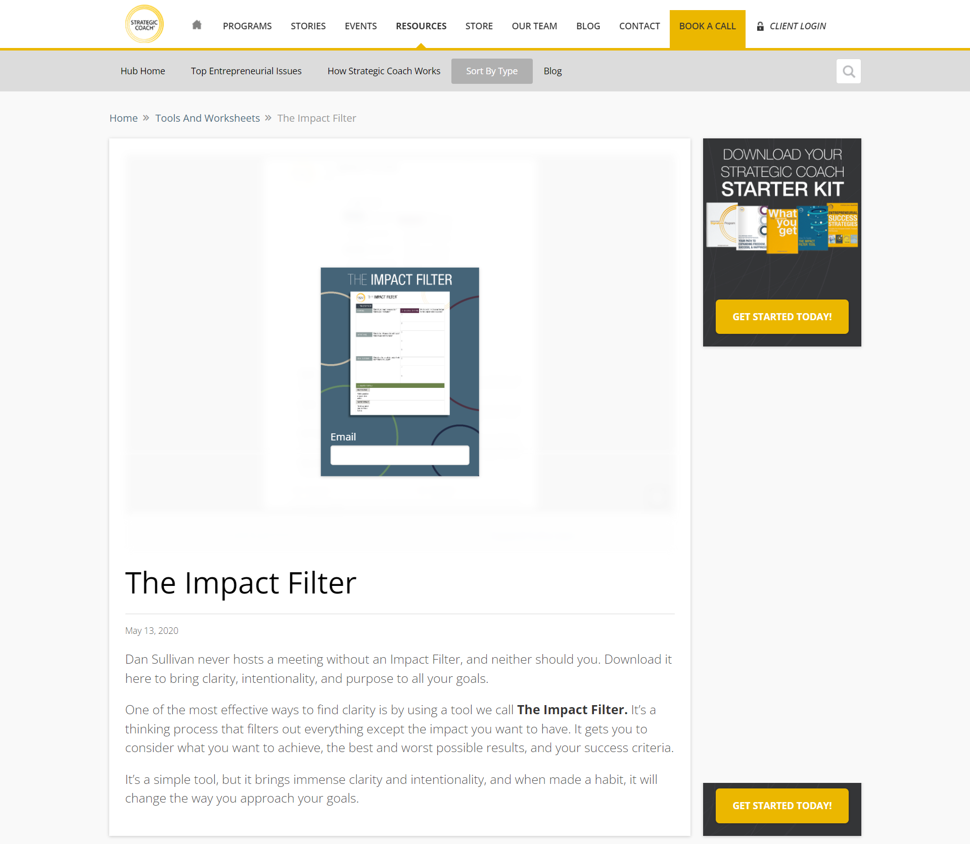 Impact Filter worksheet, download.