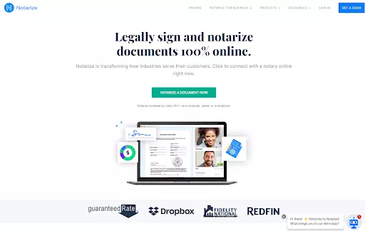 Online document signing and notarization.