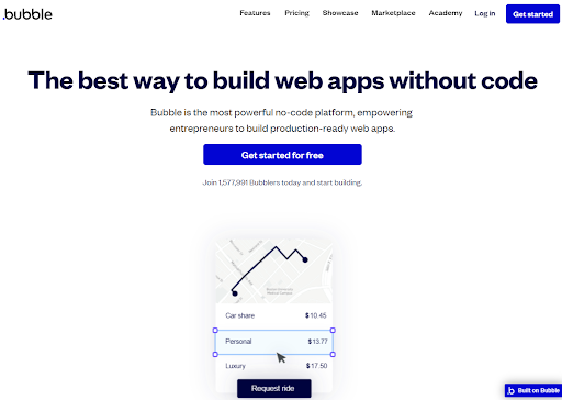 Bubble no-code web app builder.