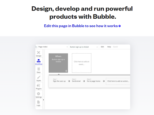 Bubble software product design tool.