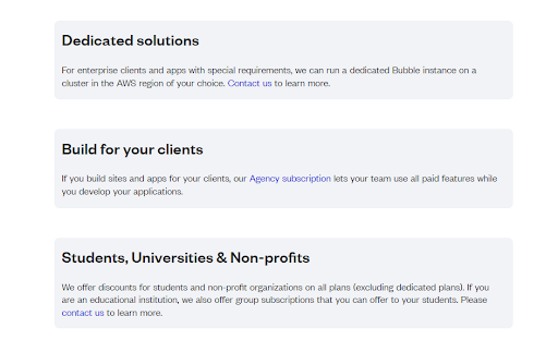 Bubble pricing tiers for different users.