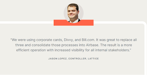 Customer testimonial about Airbase.