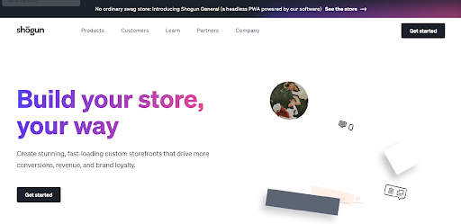 Homepage for building custom stores.