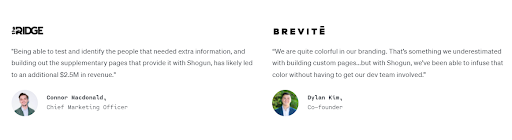 Customer testimonials about Shogun.