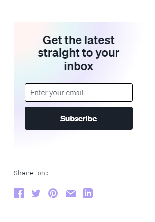 Email signup form.
