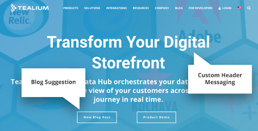 Homepage personalization example.