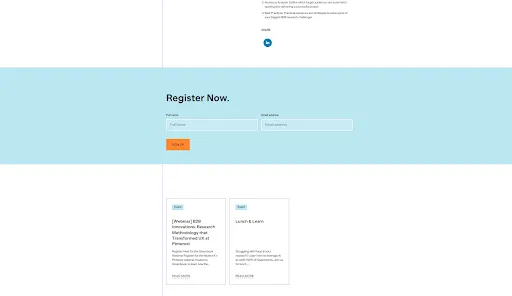 Register now form. Easy signup.