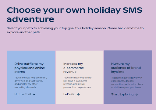 Holiday SMS marketing options.