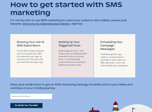 SMS marketing checklist signup.