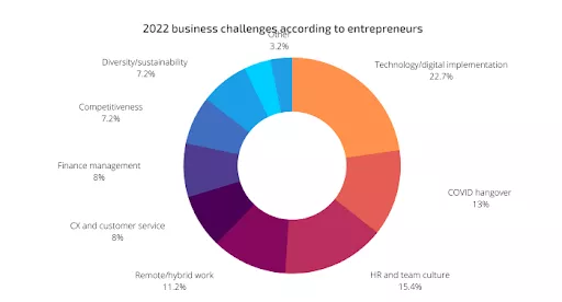 2022 business challenges, by percentage.