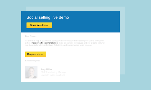 Email promoting live demo.