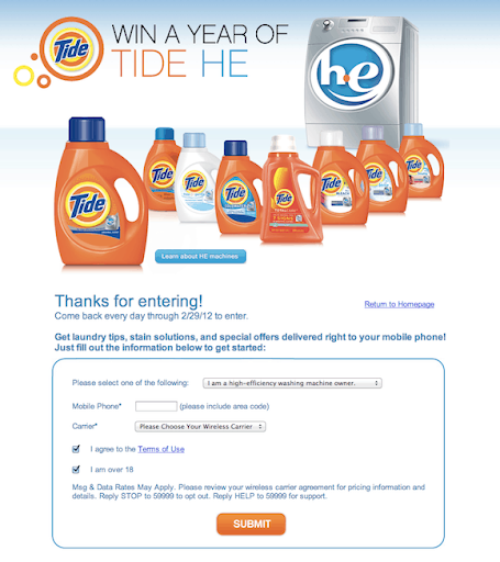 Tide HE detergent giveaway.