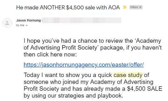 Case study of $4,500 sale.