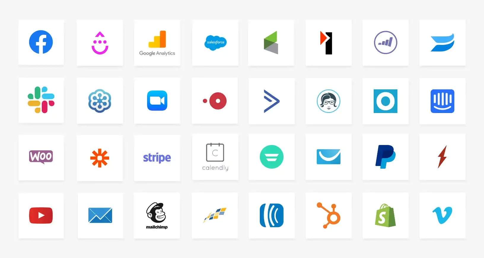 Logos of integrated marketing tools.