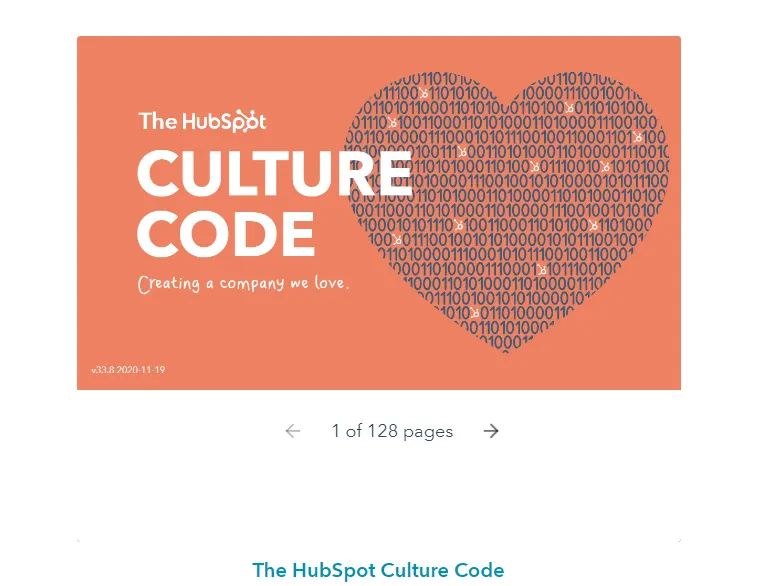 HubSpot Culture Code slideshow.