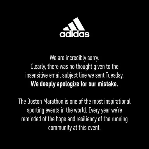 Adidas apology for insensitive email.