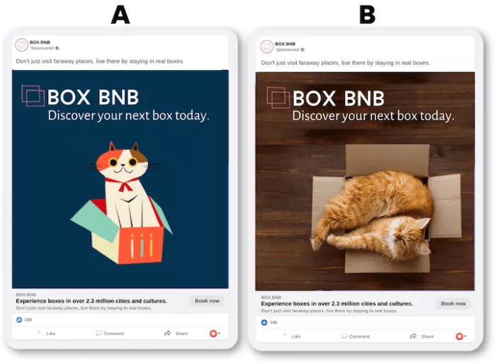 Social media ads for BOX BNB.