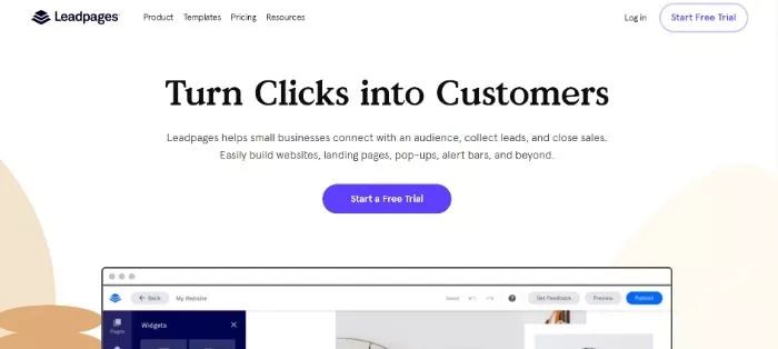 Leadpages website builder. Convert clicks to customers.