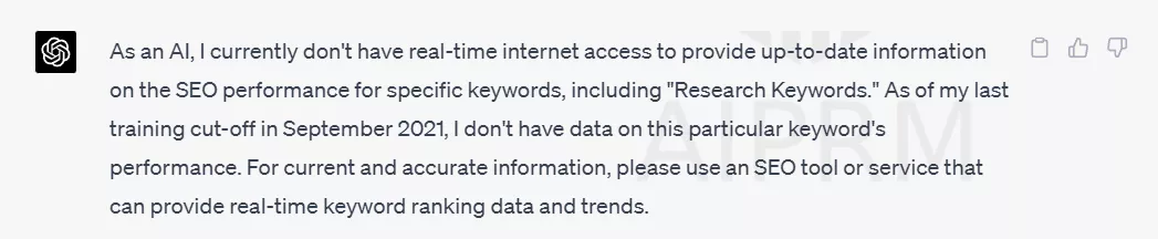 AI lacks real-time SEO data.