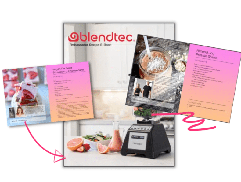 Blendtec recipes, e-book, ambassador program.