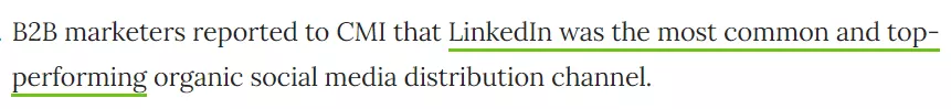 LinkedIn, top B2B social channel.