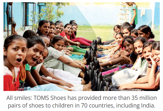 TOMS Shoes, happy children, 70 countries.