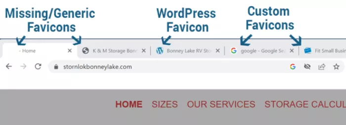 Missing website favicons.