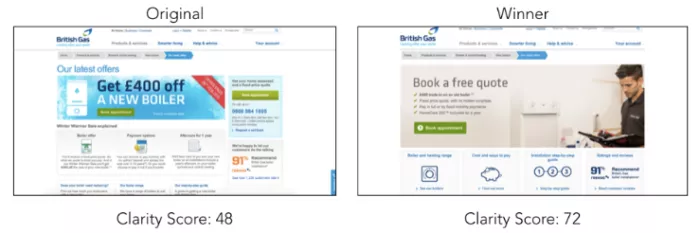 Website design comparison.
