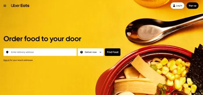 Uber Eats food order website.