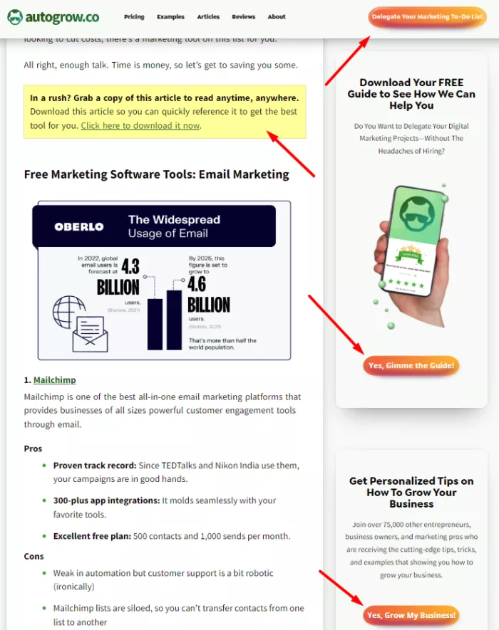 Email marketing tools; 4.6 billion users.
