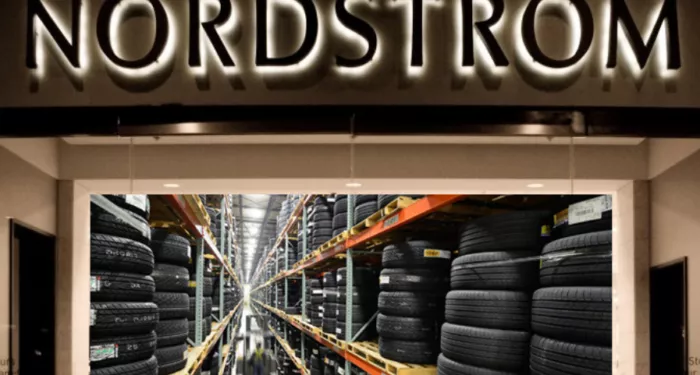 Nordstrom store, tire display.