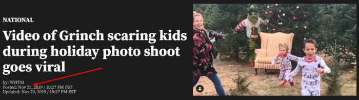 Grinch scares kids, viral holiday video.