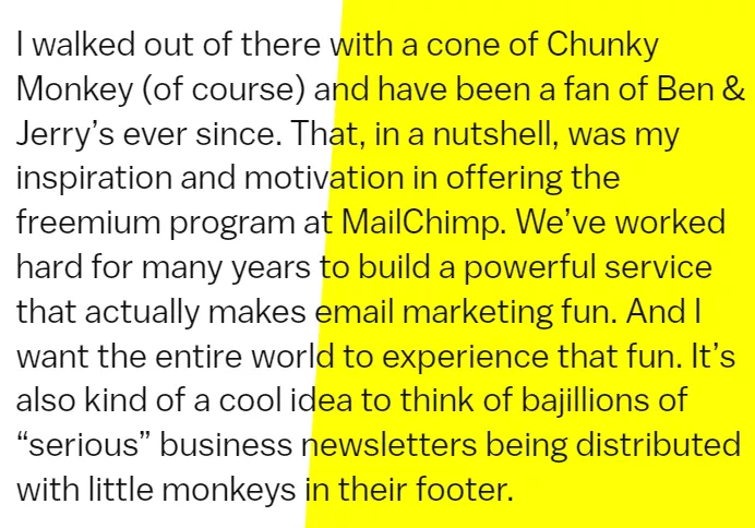 Freemium model success at MailChimp.
