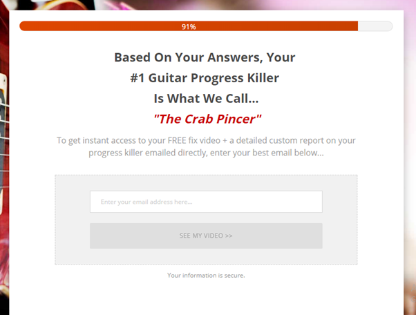 Guitar progress quiz results.