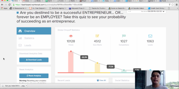 Entrepreneur quiz results, 10,000+ views.