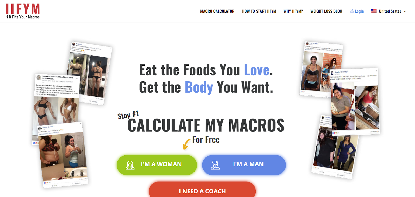 IIFYM survey funnel, calculate macros.