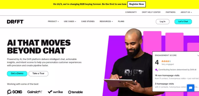 Drift AI platform, sales funnel, customer engagement.