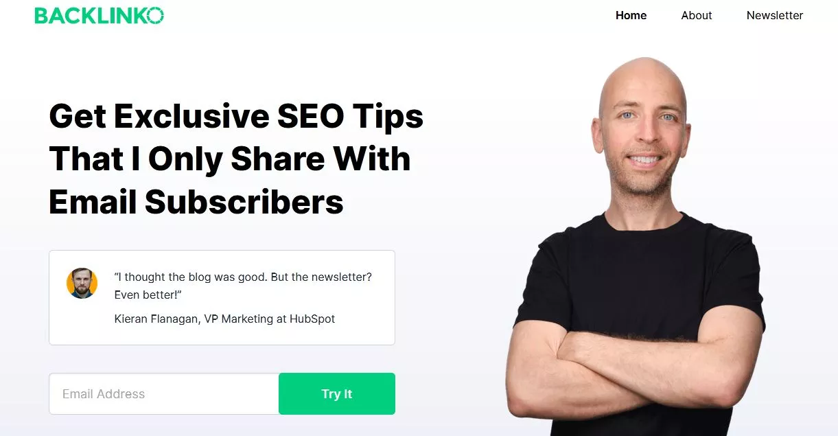 SEO tips newsletter signup.