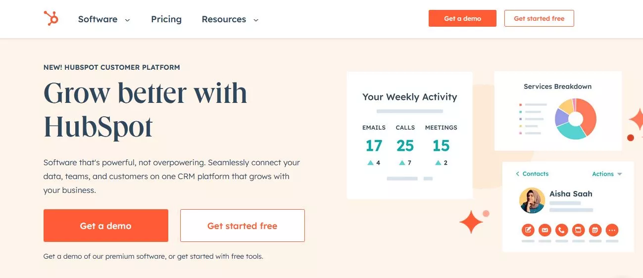 HubSpot CRM demo, free trial available.