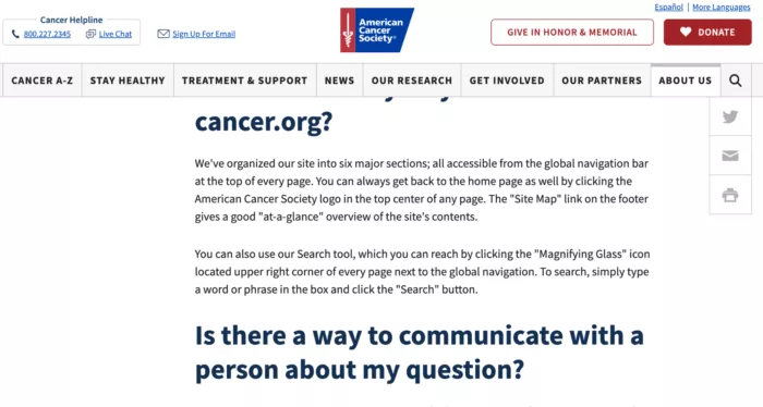 Website with donation CTA.